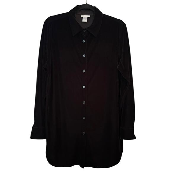Soft Surroundings Tops - Soft Surroundings Black Velvet Blouse Long Sleeve M WhimsyGoth Steampunk Holiday
